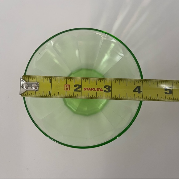 Vtg Federal 1920s Glass SET OF 6 Uranium Ice Cream dish bowl pedestal green - Picture 8 of 9